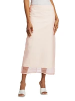 Aceti Silk-Overlay Midi-Skirt