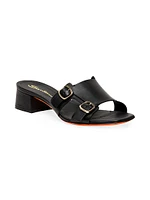 Double-Buckle 38MM Leather Mules