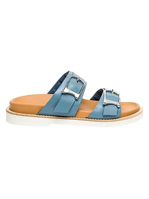 Double-Buckle Leather Sandals