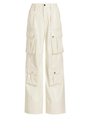 Joette Low-Rise Vegan Leather Cargo Pants