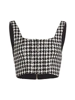 Breslin Crop Houndstooth Top