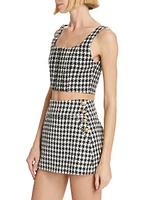 Breslin Crop Houndstooth Top