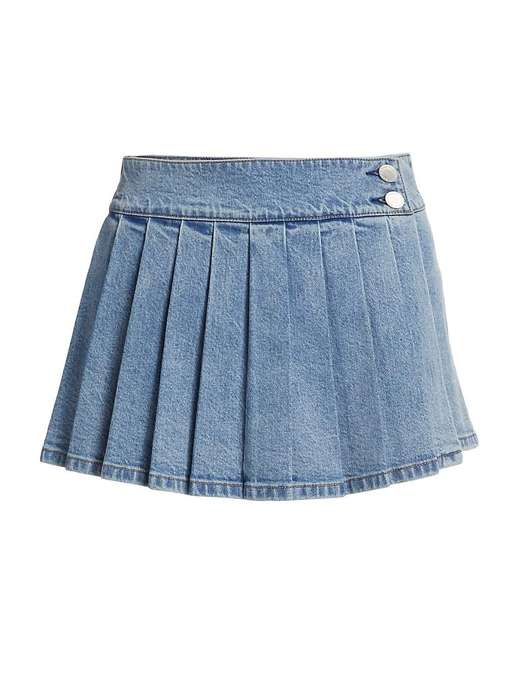 Noah Denim Pleated Miniskirt