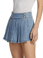 Noah Denim Pleated Miniskirt