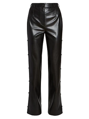 Felina Faux Leather Side-Button Pants