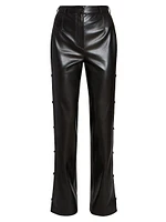 Felina Faux Leather Side-Button Pants