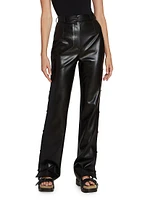 Felina Faux Leather Side-Button Pants