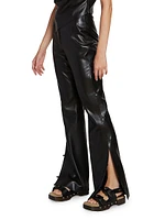 Felina Faux Leather Side-Button Pants