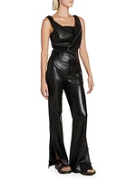 Felina Faux Leather Side-Button Pants