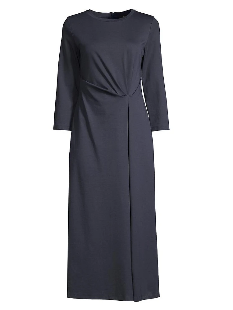 Gessy Gathered Long-Sleeve Midi-Dress