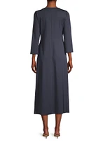 Gessy Gathered Long-Sleeve Midi-Dress