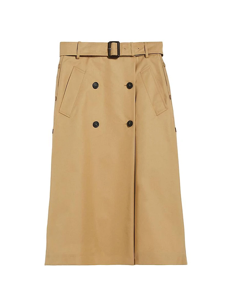 Nebbiaz Twill Belted Midi-Skirt