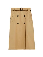 Nebbiaz Twill Belted Midi-Skirt