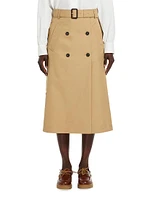 Nebbiaz Twill Belted Midi-Skirt