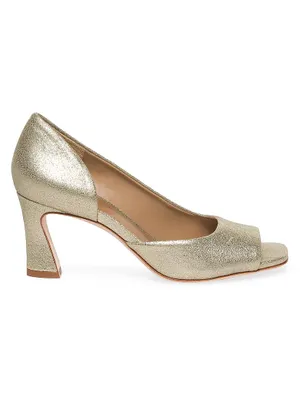 Nieve Metallic Suede Peep Toe Pumps