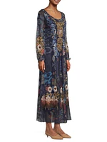 Elrey Embroidered Mesh Maxi Dress