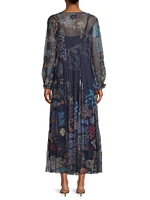 Elrey Embroidered Mesh Maxi Dress