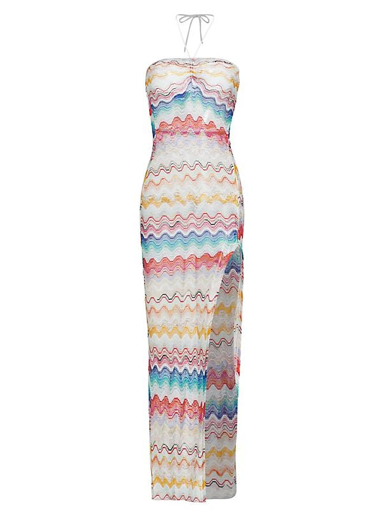 Zig-Zag Halter Drawstring Cover-Up