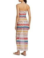 Zig-Zag Halter Drawstring Cover-Up