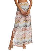 Chevron Knit Wide-Leg Pants