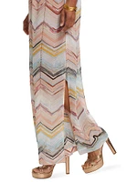 Chevron Knit Wide-Leg Pants