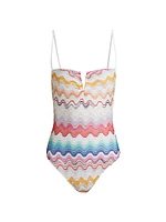 Zigzag Knit One-Piece Swimsuit