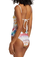 Zigzag Knit One-Piece Swimsuit