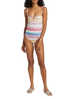 Zigzag Knit One-Piece Swimsuit