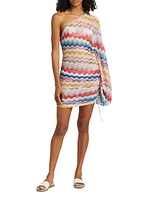 Zigzag Knit One-Shoulder Cover-Up Dress