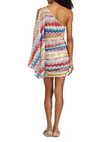 Zigzag Knit One-Shoulder Cover-Up Dress