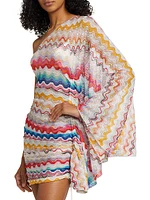 Zigzag Knit One-Shoulder Cover-Up Dress