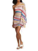 Zigzag Knit One-Shoulder Cover-Up Dress