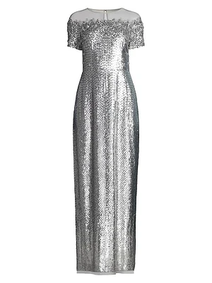 Metallic Illusion Column Gown