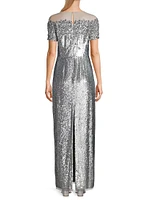 Metallic Illusion Column Gown