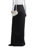 Long Wool Satin Skirt