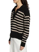 Wool-Blend Striped Polo Sweater