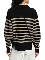 Wool-Blend Striped Polo Sweater