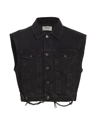 Charli Jagged Cropped Denim Vest