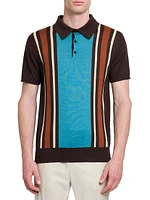 Striped Cashmere-Silk Polo Shirt