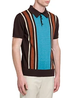 Striped Cashmere-Silk Polo Shirt