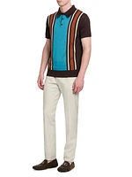 Striped Cashmere-Silk Polo Shirt