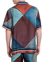 Striped Silk Button-Front Shirt