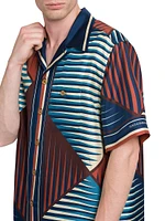 Striped Silk Button-Front Shirt