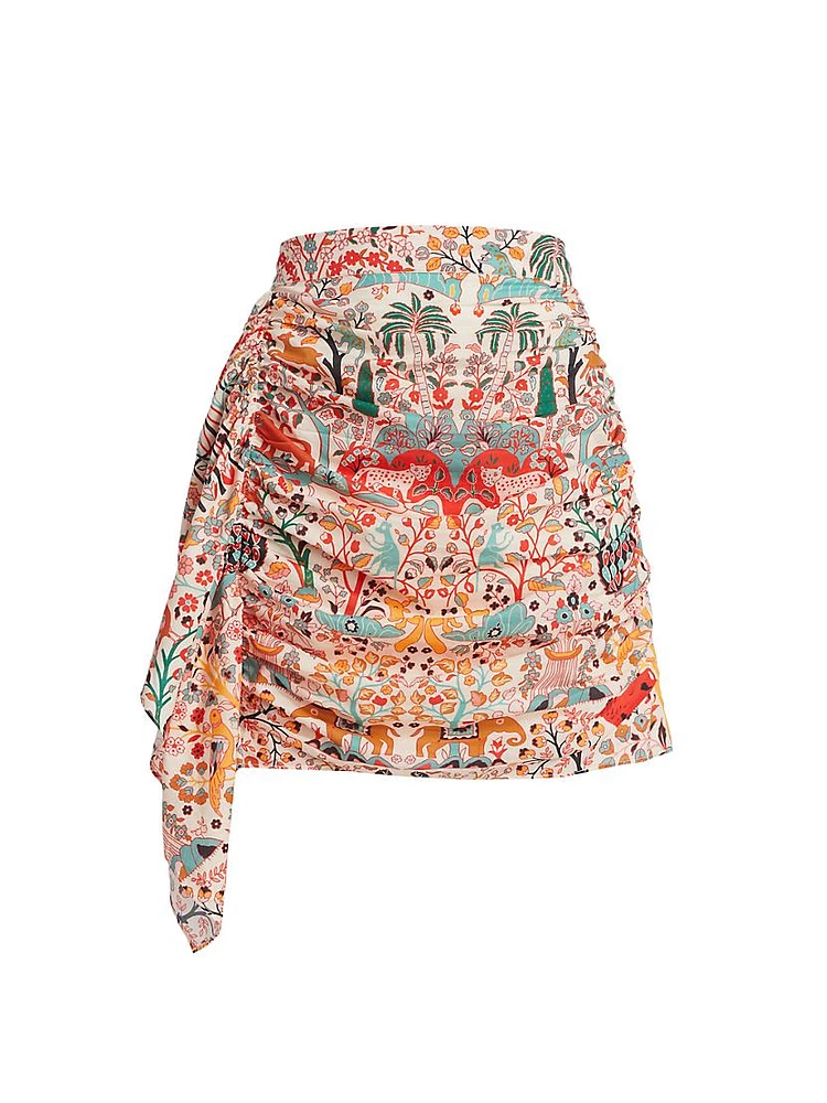 Hannah Printed Ruched Miniskirt