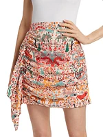 Hannah Printed Ruched Miniskirt