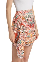 Hannah Printed Ruched Miniskirt