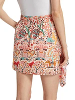 Hannah Printed Ruched Miniskirt