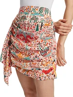 Hannah Printed Ruched Miniskirt