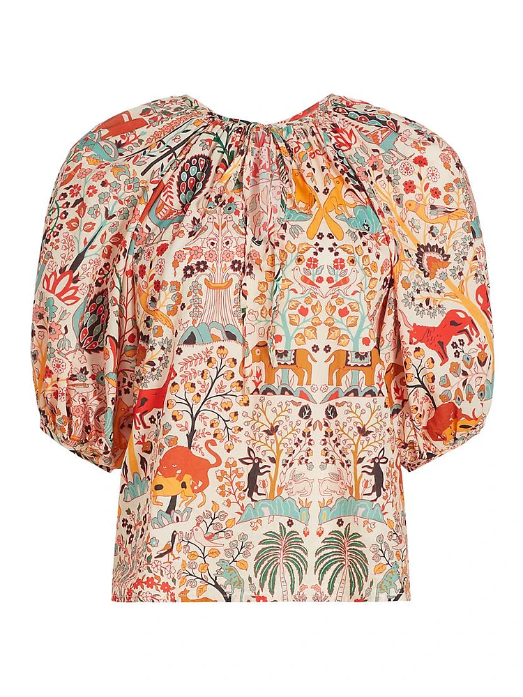 Rowan Printed Puff-Sleeve Blouse