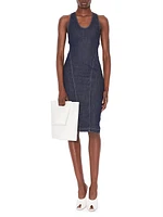 Sculpt Crisscrossed Denim Knee-Length Dress